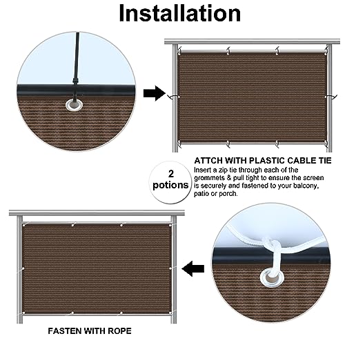Eden's Decor Balcony Privacy Screen Cover Mesh Windscreen Weather-Resistant UV Protection for Backyard Deck, Patio, Balcony, Pool, Porch, Fence, Railing, Gardening (Brown,3'x 15') - color: Brown, size: 3'x 15'