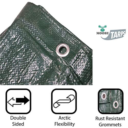 Reversible Heavy Duty Poly Tarp for Wood Piles, Firewood Piles, Construction & Ground Covering - Tear & Water Resistant - 8 x 32 Foot Indoor/Outdoor Tarp, Green and Brown - size: 8' x 32'