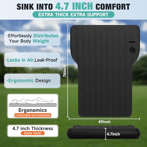 Tesla Model Y Mattress, Inflatable SUV Mattress for Portable Camping Mattress, Foldable Air Mattress with Air Pump and Storage Bag for Tesla Model Y and SUV Travel, Black - color: Black, size: Model Y Mattress