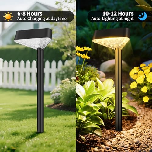 6 Pack Solar Pathway Lights Outdoor, Bright LED Solar Landscape Lights, Waterproof Solar Garden Lights for Yard, Patio, Walkway, Lawn, Driveway(Warm White, 6 Pack) - color: Warm White, size: 6 Pack