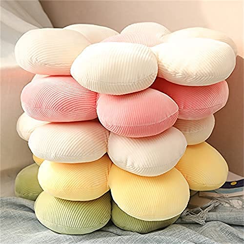 LEHU Flower Pillow, Flower Shaped Seating Cushion - Cute Daisy Floor Pillow for Girls Tweens Room Decor for Reading and Lounging Comfy, Down Cotton Fill, White + Pink, 23 Inches - color: White + Pink, size: 23''