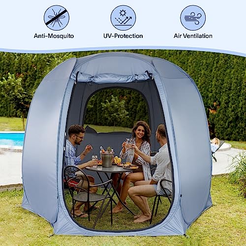 Alvantor® Pop Up Screen Tent House Room Instant Outdoor Camping Canopy Sun Shelter Gazebo for Patio, Backyard & Deck, Privacy Tent(2-10 People, 8'x8' 10'x10' 12'x12') - color: Gray, size: 10x10FT