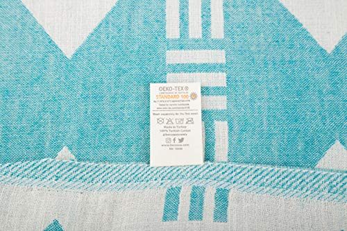 Bersuse 100% Cotton Belize XL Throw Blanket Turkish Towel Beach Blanket - Beach Camping Essentials - 75x90 Inches, Aqua - color: Aqua