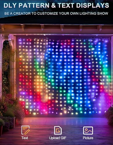 Dazzle Bright Smart Curtain Lights, 400LED 6.6FT x 6.6FT Color Changing Valentine's Day Christmas Lights with Remote & APP, Dynamic DIY Fairy String Lights for Indoor Outdoor Bedroom Decorations - color: Smart DIY