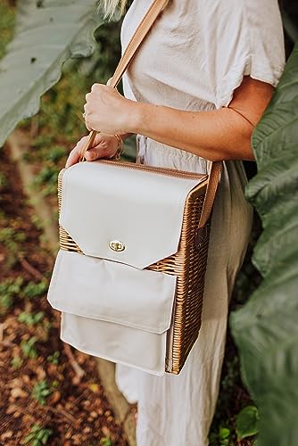 PICNIC TIME Corsica Wine and Cheese Picnic Basket, 2-Bottle Wine Tote Bag, Gift for Wine Lovers, (Beige Canvas) - size: 9.75 x 6.5 x 13.75, style: Corsica Wine & Cheese Picnic Basket, 2-Bottle Wine Carrier
