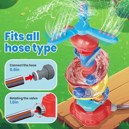 Skirfy Water Sprinkler for Kids,3 in 1 Water Toys for Boys Girls,Catch Ball Game,Outdoor Play Summer Pool Party,Outside Toys,Lawn Backyard,Garden Game Toy for Kids Ages 3 4 5 6 7 8