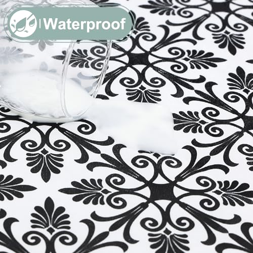 misaya Rectangle Vinyl Table Cloth, Elastic Fitted Flannel Backed Tablecloth, 100% Waterproof Plastic Table Cover Fits 6 Foot Folding Tables for Picnic, Camping, Outdoor (Black, 30" x 72") - color: Black, size: 72" x 30" (Rectangular)