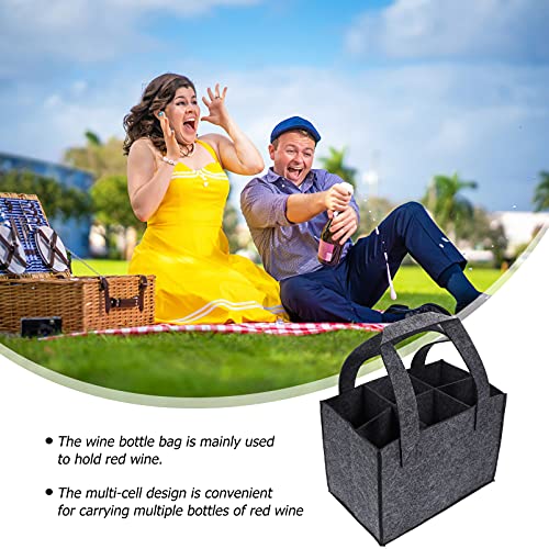 Cabilock 6 Bottle Wine Carrier Tote Bag Felt Wine Bag Portable Bottle Holder for Travel Picnic Party Storage 9.8X7X6.3 Inches
