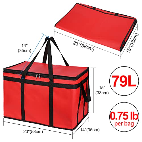 1-Pack Insulated Food Delivery Bag, XXX-Large Commercial Food Warmer for Delivery Drivers, Insulated Reusable Grocery Cooler/Hot Bags, Tote Bag for Shopping/Travel, Catering Bag 22x14x13, Red - color: Red, size: 22 x 14 x 13 inches