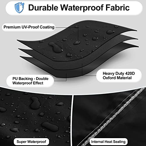 OutdoorLines Outdoor Waterproof Patio Ottoman Covers - Rectangle UV-Proof Patio Side Table Cover Windproof Heavy-Duty Furniture Covering Protector 34L x 24W x 17H Inch, Black - color: Black, size: Rectangle 34"l X 24"w X 17"h