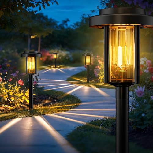 Solar Pathway Lights, 8 Pack Solar Light Outdoor IP65 Waterproof, Garden Lights Solar Powered, Outside Decor Landscape Lighting for Yard, Path, Driveway, Walkway (Warm White) - size: 8