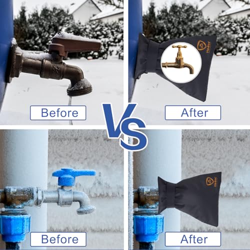 Hedoc Pro Outdoor Faucet Covers for Winter Freeze Protection, 2 Pack 6'' W x 8.2'' H Winter Faucet Insulation Cover Socks, Hose Bib Covers for Winter (Faucet Cover 2 Pack) - color: Black 2 Pack