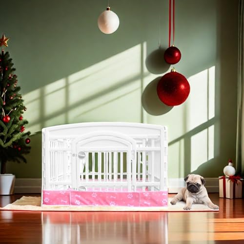 Dog Playpen Bottom for 36" Inch Pet Playpen with 4 Panels, Dog Crate Bottom Pet Tent Puppy Play Pen Bottom, Ideal for Indoor/Outdoor Use. Note: Playpen Not Included. (Pink) - color: Pink