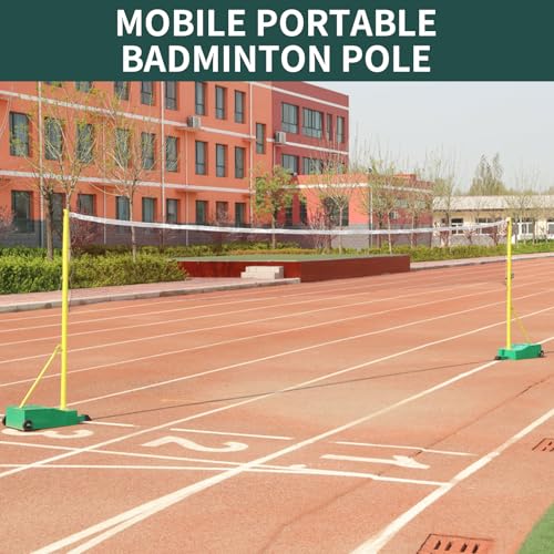 Portable Badminton Nets Pole,Movable Badminton Net Stand with Wheels,5.1ft Badminton Poles,Freestanding Sport Training Equipment for Outdoor & Indoor School Court Backyard Adults Kids Use