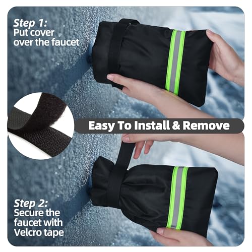 Outdoor Faucet Covers for Winter: Freeze Protection for Outside Hose Bib Spout - Insulation Water Spigot Sock with 9.5" H x 6.7" W - Waterproof Tap Cover Reusable for Garden 2 Pack