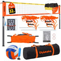 Outdoor Volleyball Net Set for Backyard Beach with 1.25“ Adjustable Poles, Anti-Sagging 28-ply PE Net, PU Volleyball & Pump, Large Portable Carry Bag