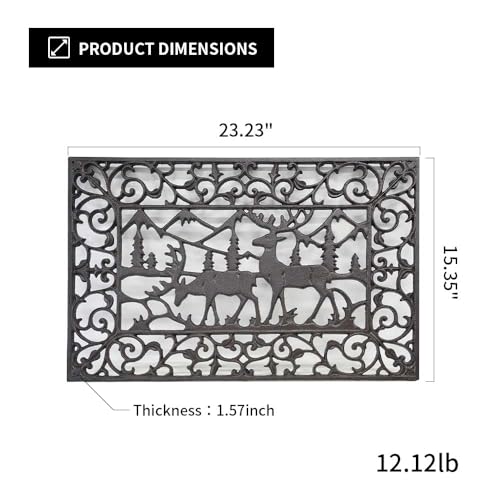 CT Copper Tailor Heavy Duty Cast Iron Doormat,Rectangle Outdoor Mat,Non-Slip Front Door Mat,Entrance Mat,Shoe Scraper,23.23”x 15.35”,Sika Deer Pattern Design - color: Sika Deer