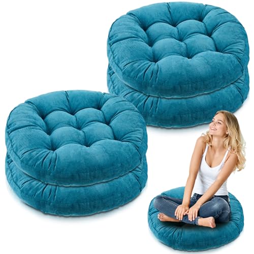 Jerify Floor Pillow Cushions Large Round Square Large Meditation Floor Pillow for Classroom Adult Meditation Picnic Party Seating Learning Daycare School(Round,Aquamarine,4 Pcs) - color: Aquamarine, size: Round