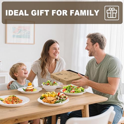 6 Sets 10.5 Inch Plate Set Unbreakable Lightweight Dessert Plates - White Dinner Plates Dishwasher Safe Outdoor Kitchen Kids Snack Plate Scratch Resistant Reusable Gift For Wedding Home Everyday Use - color: 10.5 in Plate White