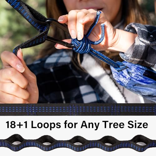 Kootek Camping Hammock, Portable Hammocks with Tree Straps & Attached Carry Bag, Camping Essentials Gear, Perfect for Outside Indoor Hiking Beach Backpack Travel - color: Royal Blue & Sky Blue, size: Large