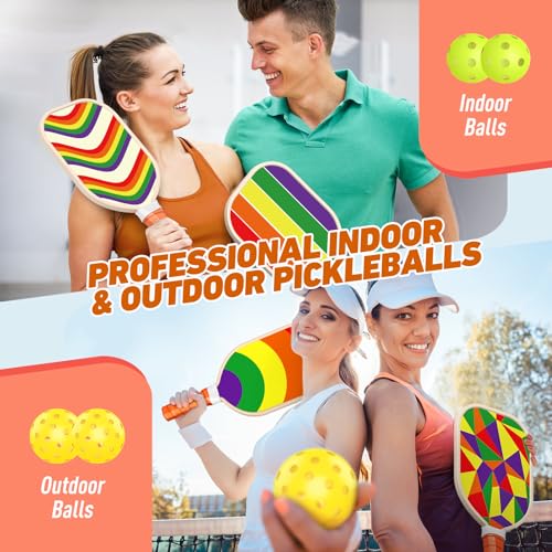 Pickleball Paddles Set of 4, USAPA Approved Premium Wood Pickleball Set with 4 Pickleball Balls and 1 Carry Bag Pickleball Rackets with Ergonomic Cushion Grip for Women Youth