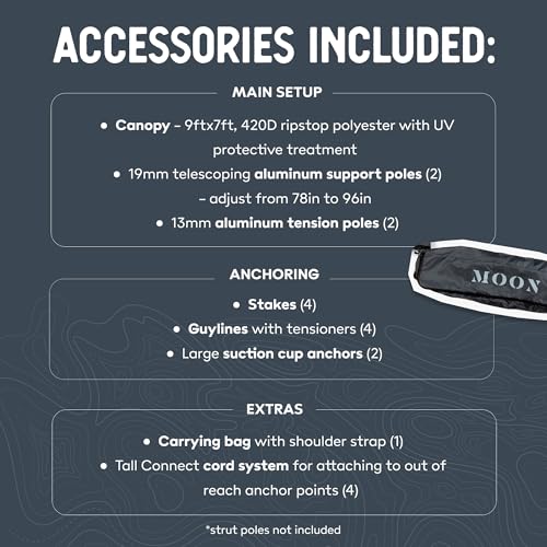 MoonShade Portable Vehicle Awning, Large 9' x 7' Lightweight Car Canopy for Trucks, SUVs, Vans, Campers & Outdoor Adventures (Shadow Blue) - color: Shadow Blue OG