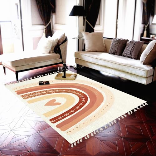 Scandinavian Boho Rainbow Print Nursery Rug Neutral Area Rug 4x6 Minimalist Kids Playroom Rugs Neutral Rugs Home Decor for Living Room, Bedroom, Patio, Indoor Outdoor - color: Multi3, size: 120x180cm