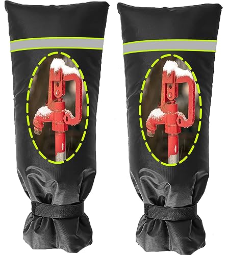 2 Pack Outdoor Faucet Covers for Winter, 8.2" W x 20" H Outside Yard Hydrant Protector Socks Winter, Insulated Hose Bib Protector Cover, Spigot Pipe Cover Freeze Protection Black - size: 8.2" W X 20" H - 2 Pack