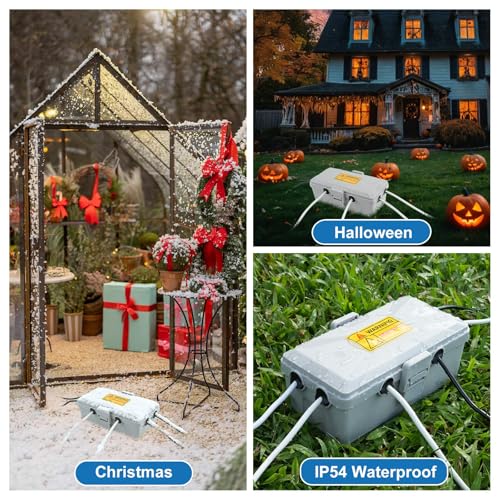 NineLeaf Outdoor Electrical Box,Weatherproof Connection Box w/6 Cable Entry,IP54 Waterproof Extension Cord Cover Protect Power Strips,Timer,Plug,Holiday Lights,10.3x5.9x3.7”,Grey - color: Grey, size: 262x150x94mm