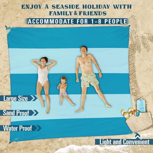 Famstar Beach Blanket Sandproof Waterproof 10'×9' 1-8 Adults Oversized,Compact Lightweight Durable Beach Mat for Travel Camping Hiking Picnic Blanket - color: Light Green, size: 10'×9'