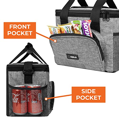 OPUX Soft Cooler Bag, Insulated Collapsible Lunch Cooler Bag for Men Work Camping Beach Travel, Portable Soft Sided Leakproof Waterproof Large Lunch Bag Box with Shoulder Strap 18 Cans, Heather Gray - color: Heather Gray, size: 18 Cans