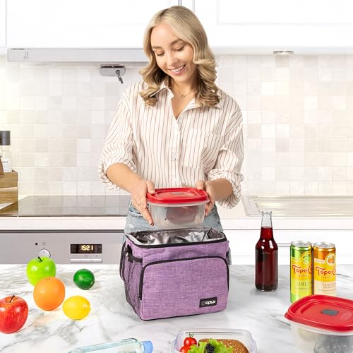 OPUX Insulated Lunch Bag for Men Women, Soft Lunch Box for Office Work School Picnic, Leakproof Lunch Cooler Bag with Shoulder Strap for Kid Adult Boy Girl, Medium Lunchbox Lunch Tote (Heather Purple) - color: Heather Purple, size: Medium