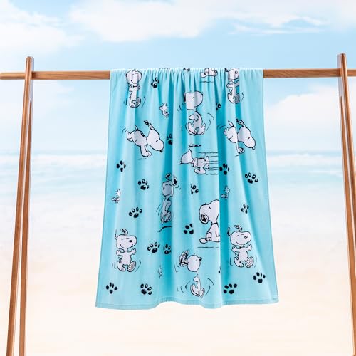 Berkshire Peanuts® Snoopy Beach Towel — 100% Cotton Pool & Beach Towel, Absorbent, Quick-Drying & Sand-Free, 36'' × 72'', Poses and Paws - color: Poses and Paws