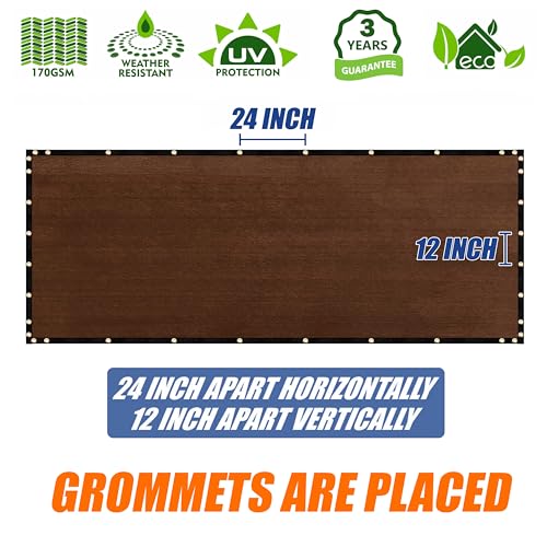 Amgo 4' x 10' Brown Fence Privacy Screen, Commercial Standard Heavy Duty Windscreen with Bindings & Grommets, 90% Blockage, Cable Zip Ties Included (We Make Custom Size) - color: Brown, size: 0 4' x 1 0'