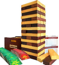 QUOKKA Premier Jumbo Tumble Tower Game - Block Stacking Game for Family - 2.8 Ft | 54 Blocks with Fun Challenges | Water Weather Resistant - Big Wooden Game for Yard