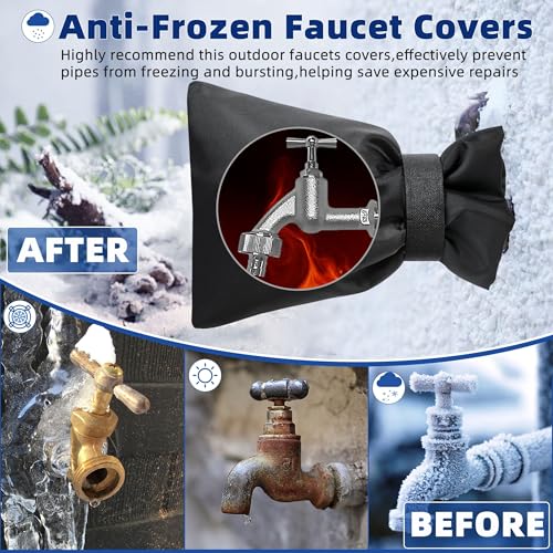 Outdoor Faucet Covers for Winter Freeze Protection 4 Pack Reusable Garden Faucet Cover Socks for Various Faucet Water Spigot Pipe Hose Bib,Waterproof Insulated Anti-Freeze Covers-Velcro - style: Velcro