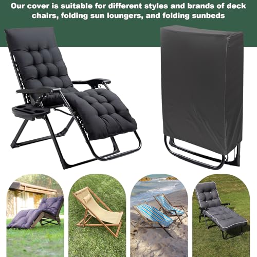 Zero Gravity Folding Chair Covers 2PCS, Dustproof Waterproof 420D Oxford Cloth Lawn Patio Furniture Covers All Weather Resistant, Anti Gravity Chair Covers for Folding Chairs, 28"W x 13"D x 43"H - color: Black, 2pcs