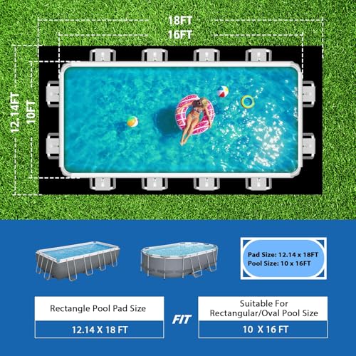 Safana Upgrade Thicken 10 x 16 ft Rectangular Pool Liner Pad for Rectangle/Oval Above Ground Pool, 300g/㎡ Seamless Swimming Pool Mat, Under Pool Padding, Puncture Protection, Extend Liner Life - size: Rectangle/Oval 10x16 FT