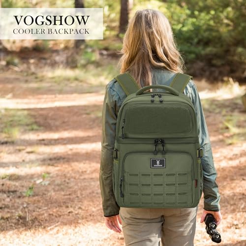 Large Insulated Cooler Backpack for Men Women, 36 Cans Double Deck Leakproof Cooler Bag for Camping, Hiking, Picnic, Fishing, Beach, Travel - color: Army Green