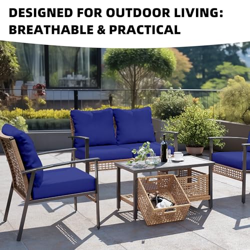 8Pcs Outdoor Cushion Covers, Patio Cushion Covers,Stretch Elastic Slipcovers, Replacement Washable & Reusable Furniture Protector for Patio Couch (Lake Blue,Cover Only) - color: Lake Blue, size: 8Pcs-Solid color