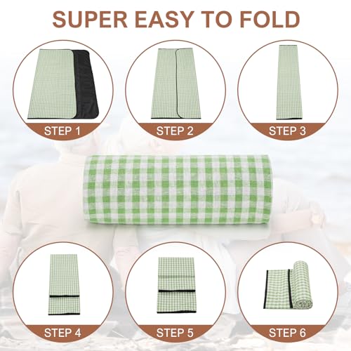 Picnic Basket for 4, Insulated Willow Picnic Baskets with Shoulder Strap, Picnic Hamper with Waterproof Picnic Blanket, Handmade Wicker Hamper for Outdoor Camping, GreenCheck - style: GreenCheck-4P