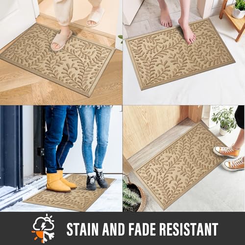 HIYARD Front Door Mat, Absorbent Dirt Trapping Welcome Door Mat Indoor Outdoor, Non Slip Entry Mat, Indoor Outdoor Door Mats, Fade Resistant, Low Profile Doormat for Entryway, 29×17, Beige - color: Beige, size: 1'5" x 2'5" (Rectangular)