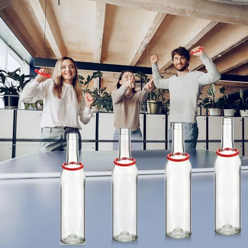 Shappy 31 Pcs Ring Toss Game Set Include 25 Rings and 6 Glass Bottles Fun Target Carnival Games for Outside Activity Carnival Party Favor - color: Red, size: 1.57"