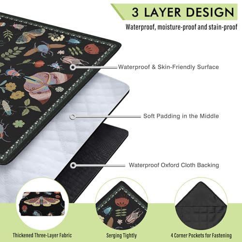 Insect Picnic Blankets Waterproof Foldable, 80″X80″ Extra Large Picnic Mat Boho Outdoor Blanket for Grass, Cute Packable Beach Blanket Sandproof Picnic Accessories for Camping Music Festival Park Lawn - color: C06, size: 6'8" X 6'8" (Square)