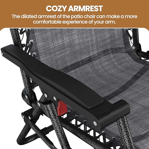 Yaheetech Zero Gravity Recliners Outdoor Adjustable Folding Reclining Lounge Chairs w/Pillows, Cup Holder Trays and Carry Strap for Patio Backyard Beach Gray Set of 2 - color: Grey