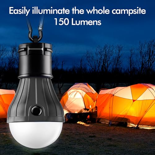FLY2SKY Tent Lamp Portable LED Tent Lights 5 Packs Hook Hurricane Emergency Lights LED Camping Light Bulb Camping Tent Lantern Bulb Camping Equipment for Camping Hiking Backpacking Fishing Outage - style: H-CLOSED-HOOK