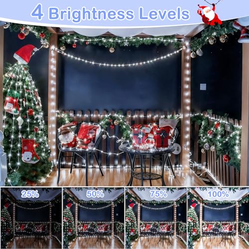 Decute 500LED 164ft Fairy String Lights Cool White Christmas Light Silver Wire with Remote, Firefly Lights Starry Light for DIY Christmas Tree Costume Wedding Party Table Centerpiece Decor - color: Cool White, size: 500LED
