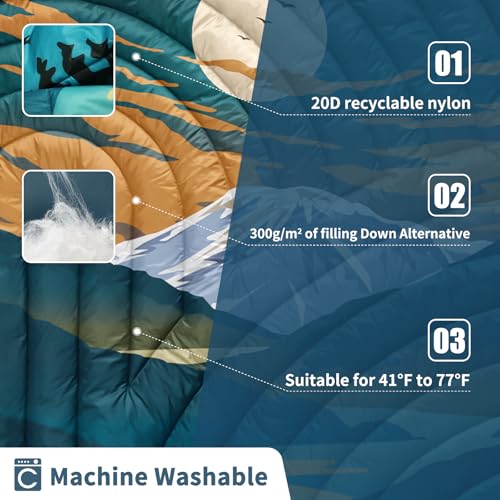 Camping Blanket,Lightweight Puffy Printed Camping Blanket Packable Outdoor Blanket for Camping,Traveling, Stadium, Hiking, Picnics - color: Snowy Mountain, size: 39x55"