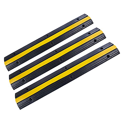 Rubber Cable Ramp Cord Cover Cable Protector Ramps Wire Hose Protective 1 Channel 22000Lbs Load Capacity Traffic Speed Bump for Asphalt Concrete Gravel Driveway Indoor Outdoor, 3 Pack - color: 3 pack