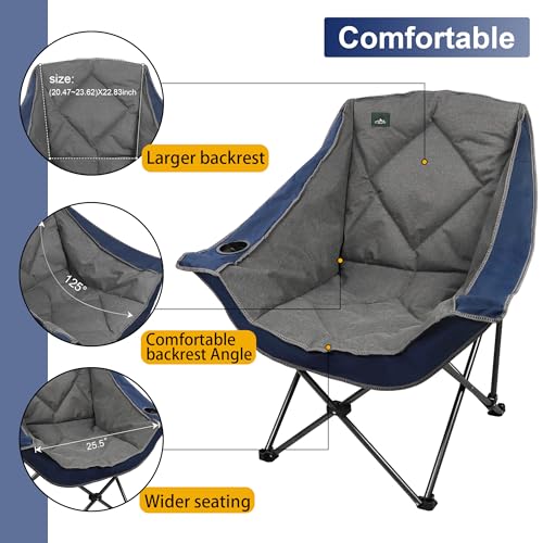 Northroad Oversized Foldable Camping Chair, Outdoor Padded Lawn Chair w/Cup Holder,Carry Bag for Beach, Hiking, and Picnics,Heavy-Duty 300-lbs Capacity, Blue - color: Blue